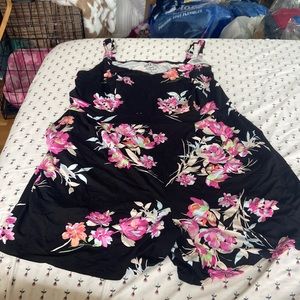 Torrid black and pink floral super soft romper size 3